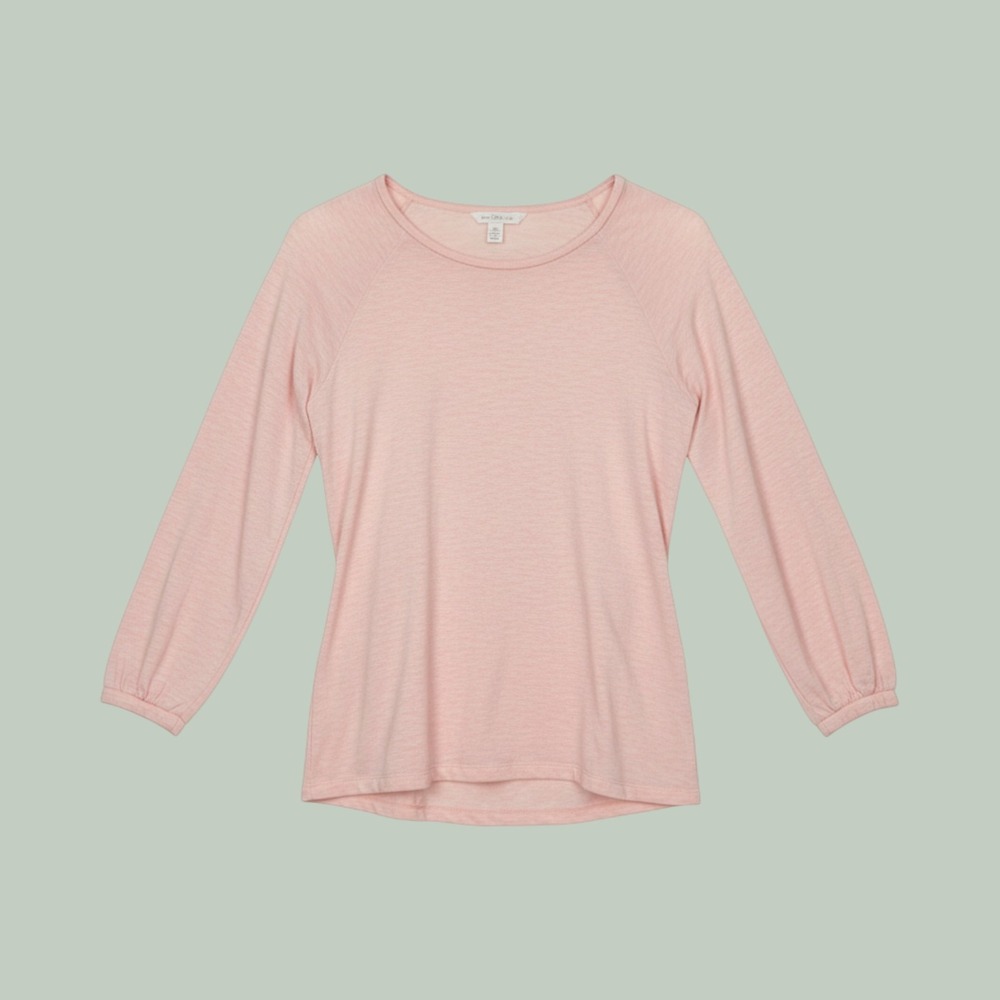 Cozycore Soft Girl Raglan Sleeve Lounge Top Womens Medium Pink LOFT Outlet